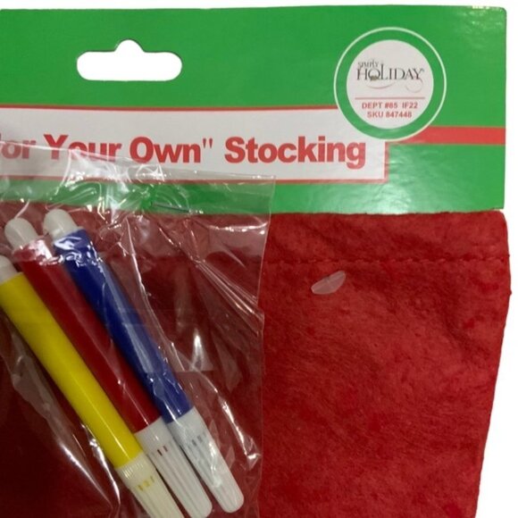 Christmas Stocking Color Your Own Stocking Fabric Stocking With Markers  17 in - Picture 4 of 10